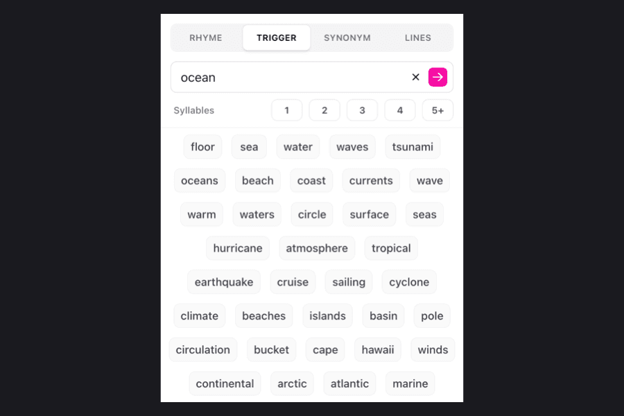 Triggers acts as dynamic mind-mapping right alongside your lyrics