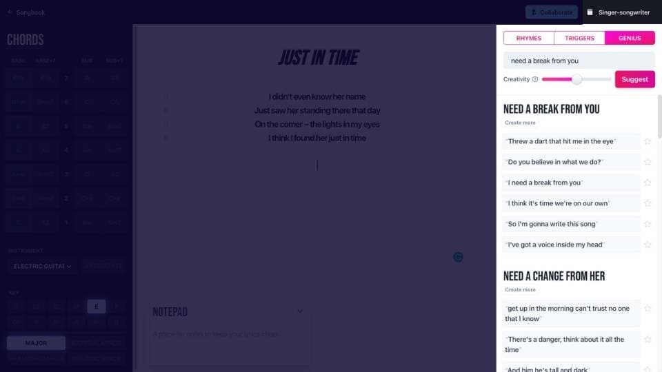 The lyrics Genius, that writes lines and phrases