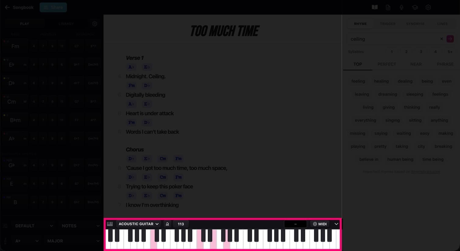 The piano and virtual instruments in Chorus