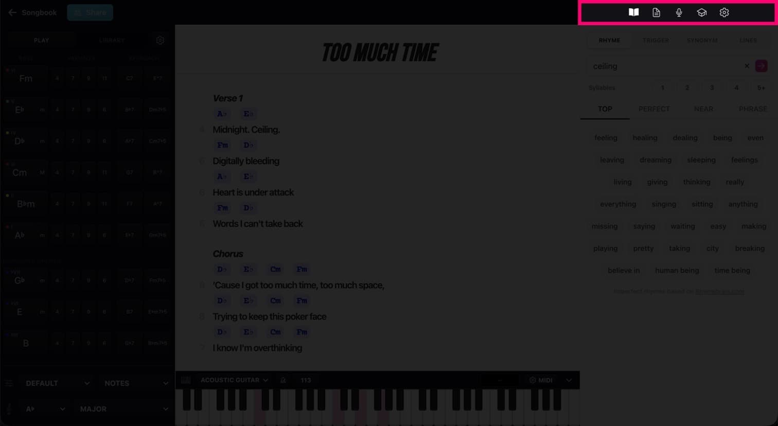 The Chorus toolbar