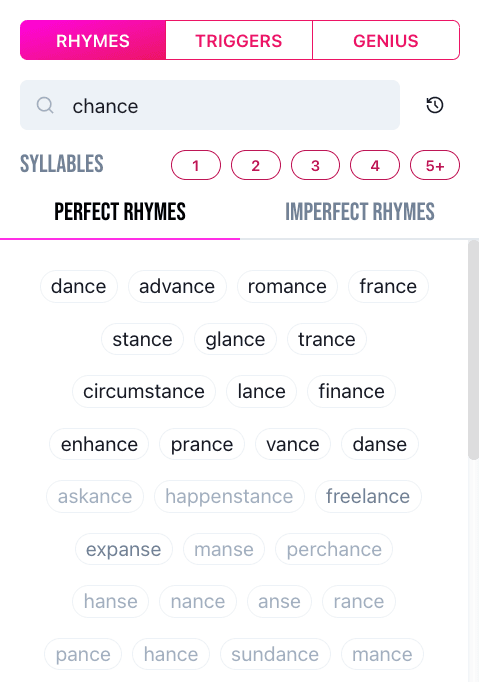 The darker the text, the more singable and useable that word is for the genre you've chosen